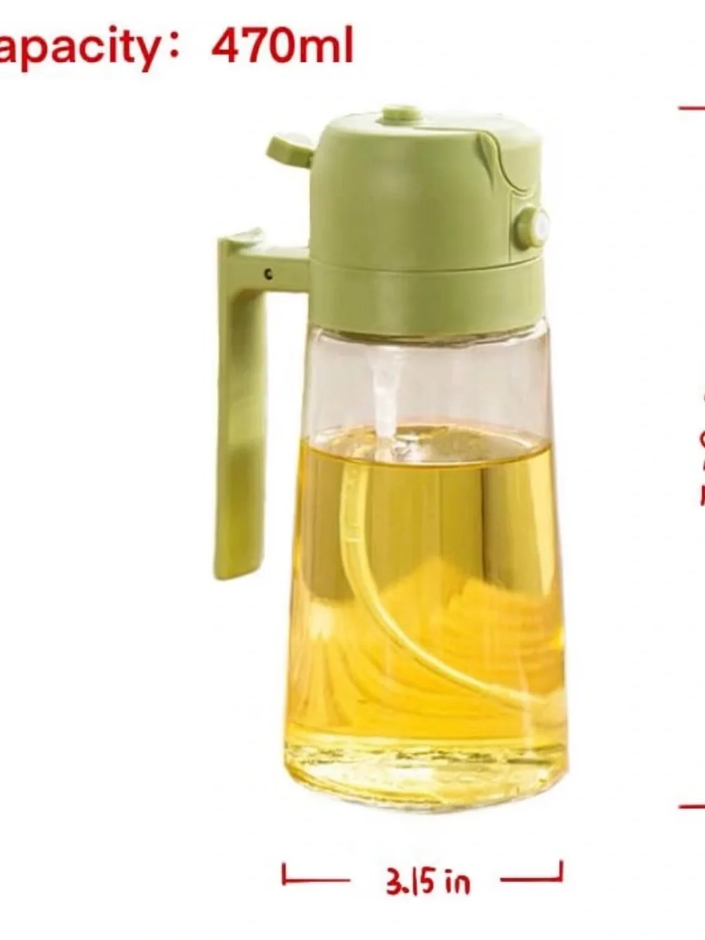 Green Top Glass Oil Dispenser Bottle